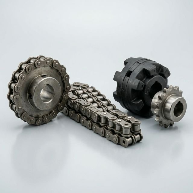 Rubber coupling, chain coupling, dan roller chain